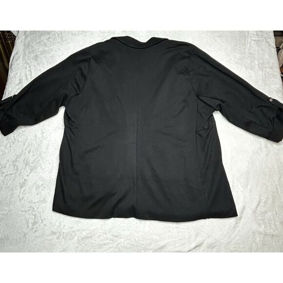 Torrid Womens 4X Black Jersey‎ Knit 3/4 Roll Tab Sleeve Blazer Open Front NWT - Picture 3 of 11